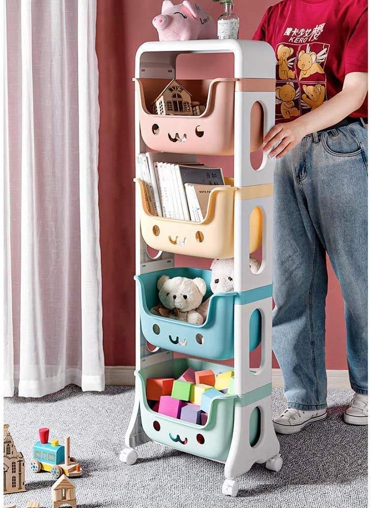 Children's toy organizer with books and toys on a carpeted floor. NexTrend UAE Cash on Delivery