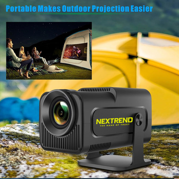 Portable outdoor projection device with 'Nextrend' branding, shown outdoors. NexTrend UAE Cash on Delivery