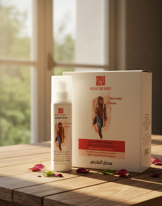 Rose Berry skincare product on a wooden surface with a blurred window background NexTrend 